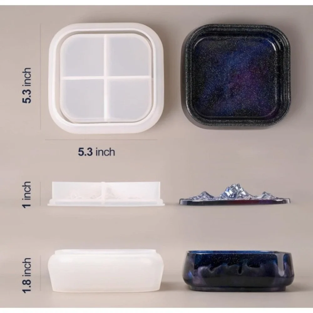 Resin Molds Unisex OS White Silicone Mountain Lid DIY Storage Box